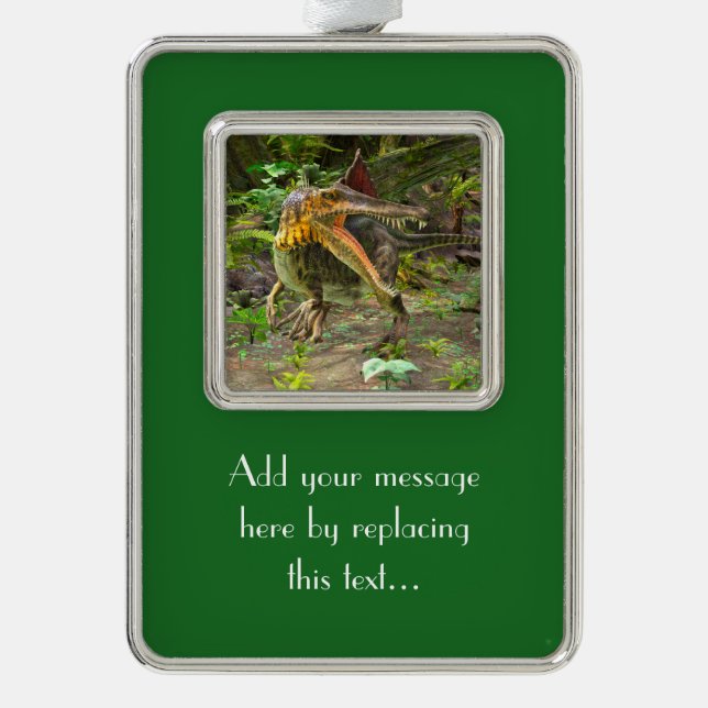 Dinosaur Spinosaurus Silver Plated Framed Ornament (Front)