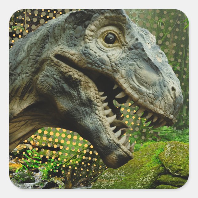 dinosaur square sticker (Front)