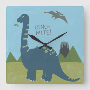 dinosaur square wall clock