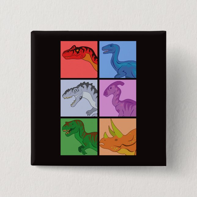 Dinosaur Squares 15 Cm Square Badge (Front)