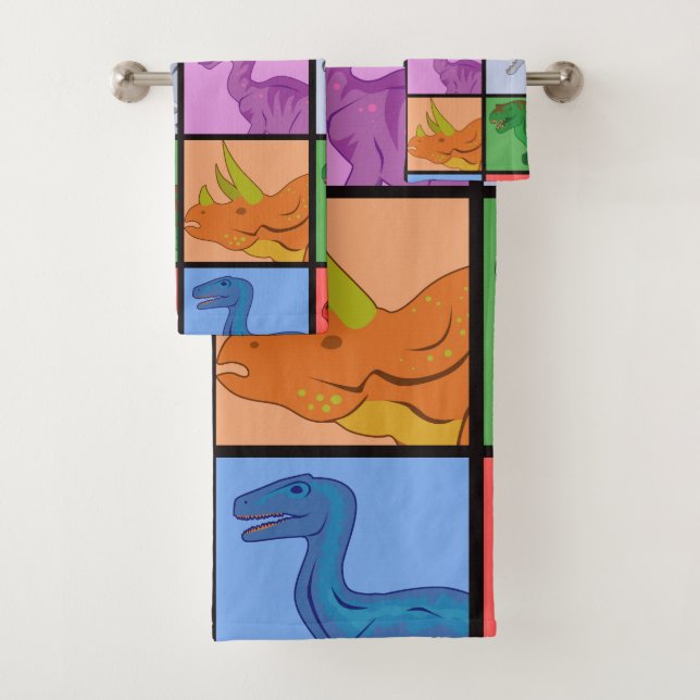Dinosaur Squares Bath Towel Set (Insitu)
