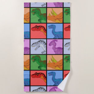 Dinosaur Squares Beach Towel