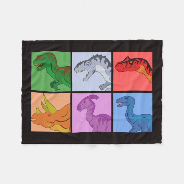 Dinosaur Squares Fleece Blanket (Front (Horizontal))