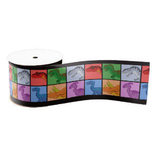 Dinosaur Squares Grosgrain Ribbon