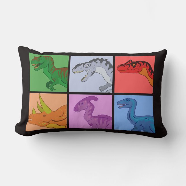 Dinosaur Squares Lumbar Cushion (Front)