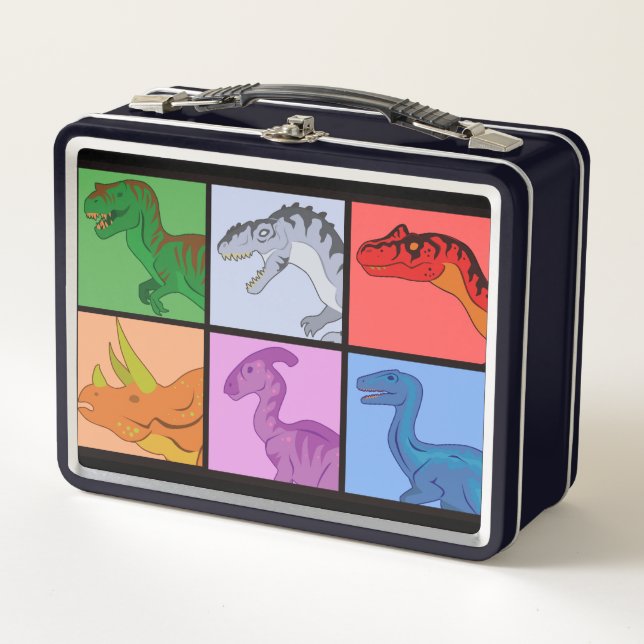 Dinosaur Squares Metal Lunch Box (Front)