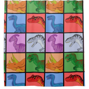 Dinosaur Squares Shower Curtain