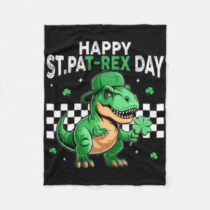 Dinosaur St Patricks Day Happy St Pat T Rex Day Bo Fleece Blanket