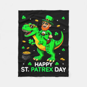 Dinosaur st patricks day leprechaun saint pattys fleece blanket