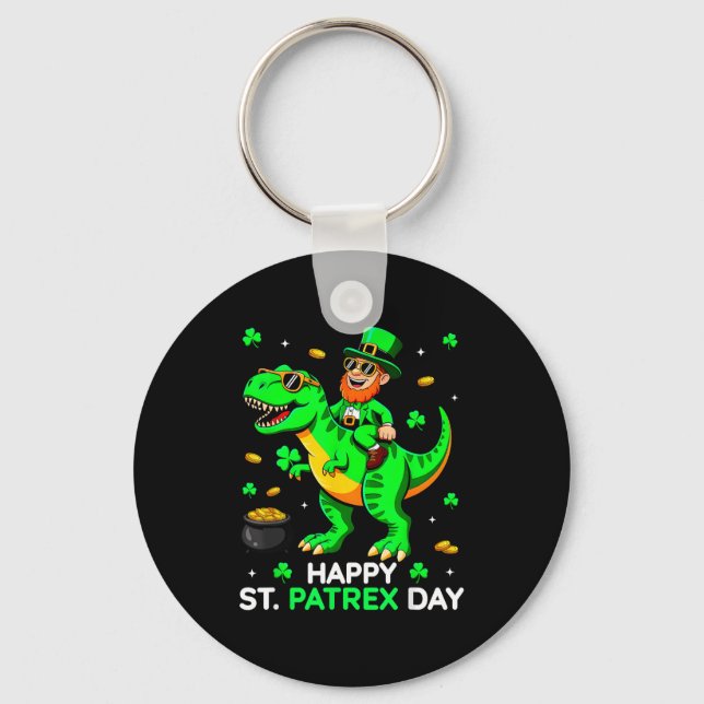 Dinosaur st patricks day leprechaun saint pattys key ring (Front)