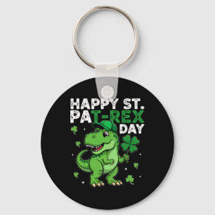 Dinosaur St Patricks Day Lucky Shamrock Irish Boys Key Ring