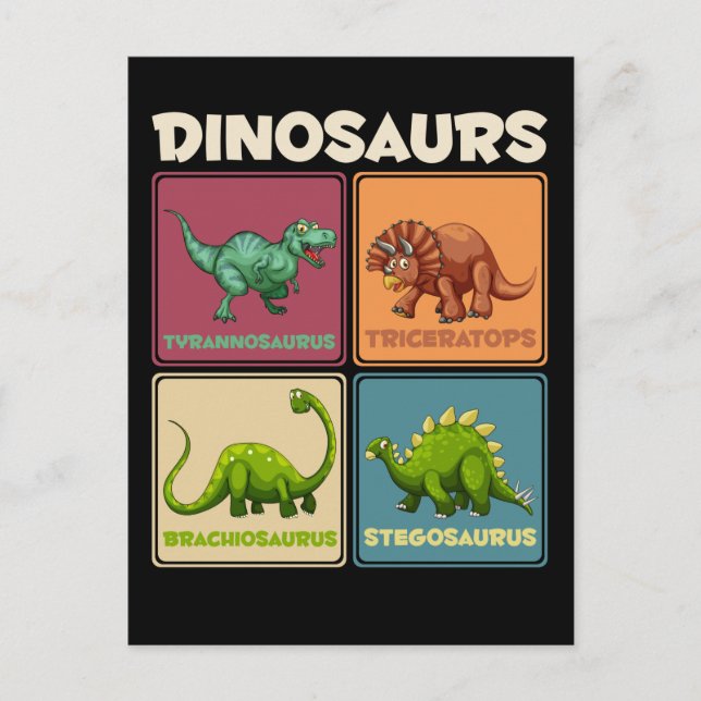 Dinosaur Stegosarus T-rex Triceratops Dino Postcard (Front)