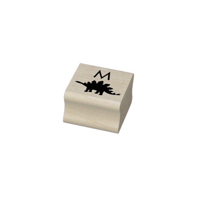 Dinosaur Stegosaurus Dino Kid Monogram Initial Rubber Stamp (Stamp)
