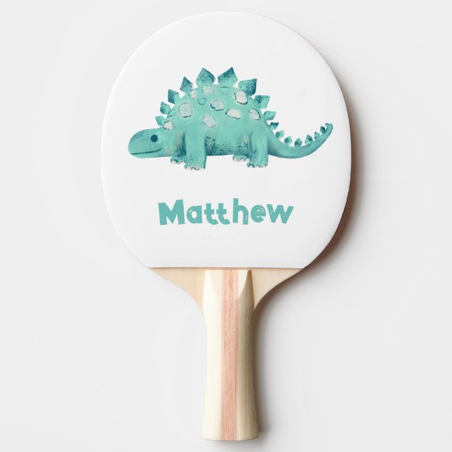 Dinosaur Stegosaurus First Name Ping Pong Paddle (Front)