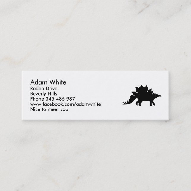 Dinosaur Stegosaurus Mini Business Card (Front)
