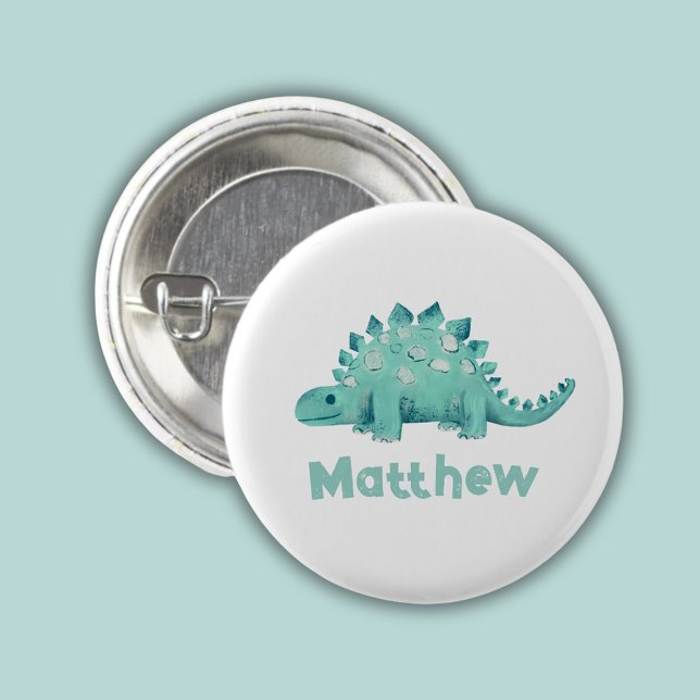 Dinosaur Stegosaurus Name 3 Cm Round Badge (Stegosaurus dinosaur personalized button)
