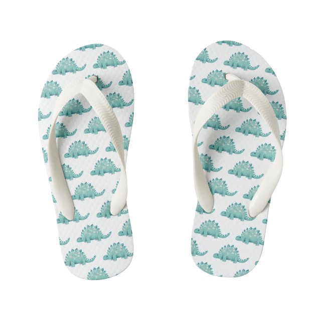 Dinosaur Stegosaurus Pattern Kid's Thongs (Footbed)