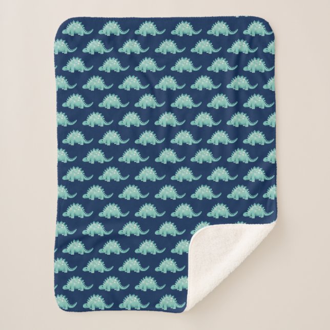 Dinosaur Stegosaurus Pattern Sherpa Blanket (Front)