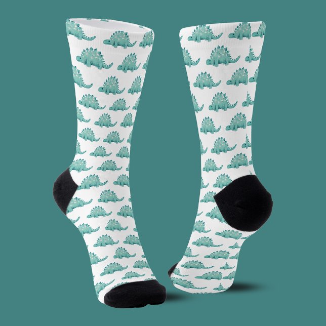 Dinosaur Stegosaurus Pattern Socks (Cute and fun, dinosaur stegosaurus illustrated patterned socks.)