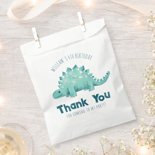 Dinosaur Stegosaurus Thank you Boys Birthday Party Favour Bag (Clipped)