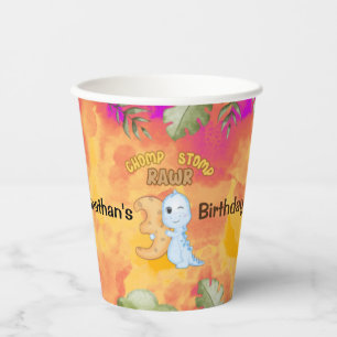 Dinosaur Stomp Chomp Rawr 3rd birthday party Paper Cups