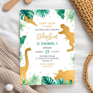 Dinosaur Stomp Chomp Roar Birthday Party Invitation
