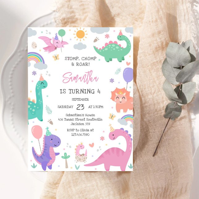 Dinosaur Stomp Chomp Roar Birthday Party  Invitation (Creator Uploaded)