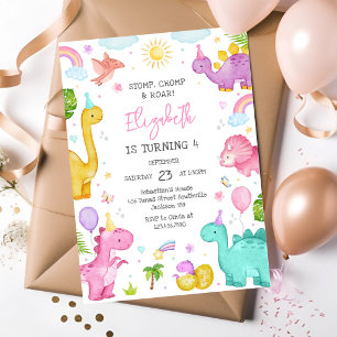 Dinosaur Stomp Chomp Roar Birthday Party Invitation