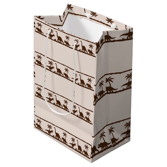 Dinosaur Stripe Medium Gift Bag (Front Angled)
