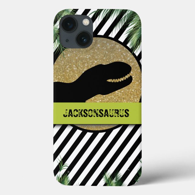Dinosaur striped black white monogram Case-Mate iPhone case (Back)