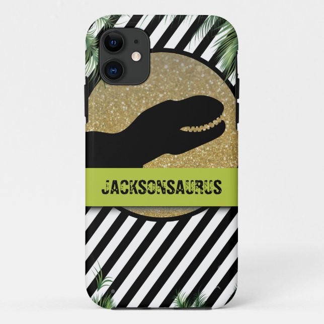 Dinosaur striped monogram Case-Mate iPhone case (Back)