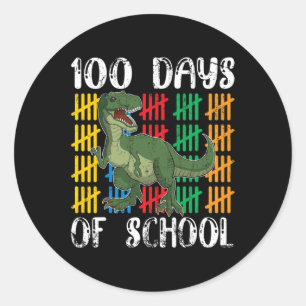 Dinosaur Student Boys Kids Gift 100 Days Of School Classic Round Sticker