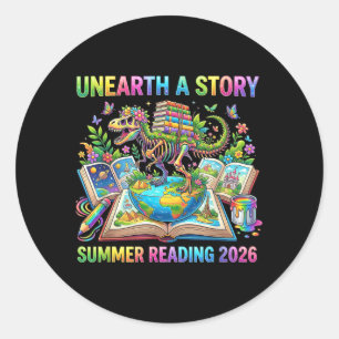 Dinosaur Summer Reading 2026 Unearth A Story Classic Round Sticker