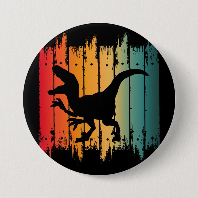 DINOSAUR SUNSET 2 7.5 CM ROUND BADGE (Front)