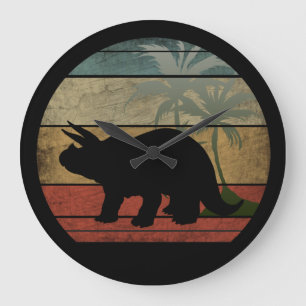 DINOSAUR SUNSET 3 LARGE CLOCK