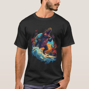 Dinosaur Surfboard Beach Surf Surfer Dinosaur T Re T-Shirt