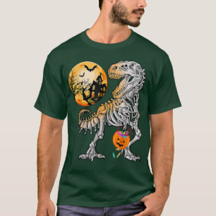 Dinosaur T Re Skeleton Funny Halloween Boy Kid Pum T-Shirt