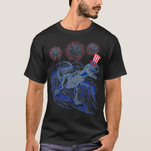Dinosaur T Re Surfing 4th of July Fireworks  T-Shirt