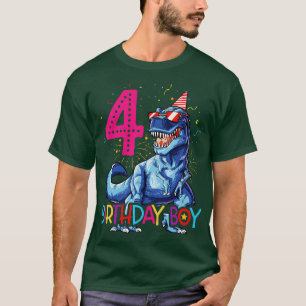 Dinosaur T rex 4 year Old T Kids 4th Birthday T-Shirt