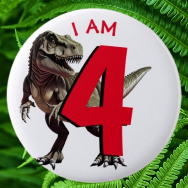 Dinosaur T Rex 6 Cm Round Badge (Fun T Rex Jurassic Dinosaur Collection/Pin Set)