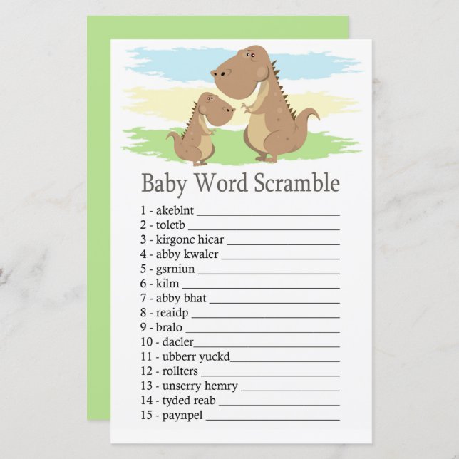 Dinosaur T-rex Baby word scramble game (Front/Back)
