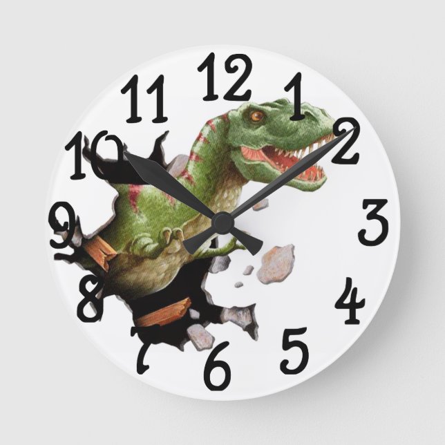 Dinosaur T-Rex Bedroom Playroom Wall Clock (Front)