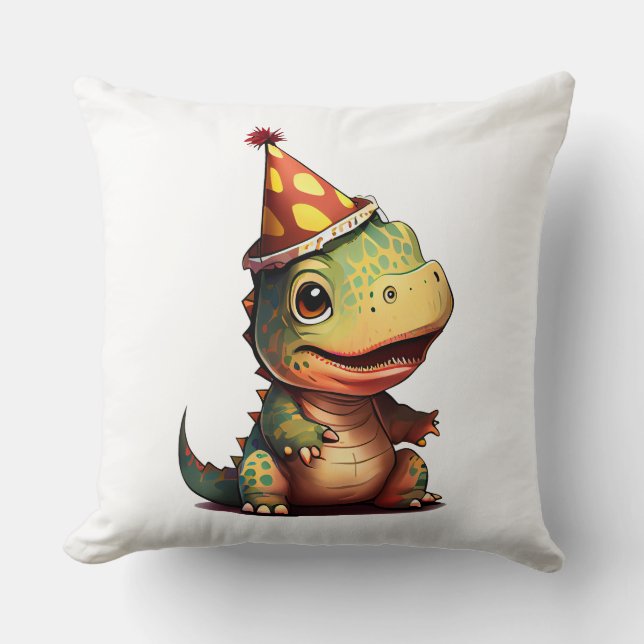 Dinosaur T Rex  Birthday Baby Cushion (Front)