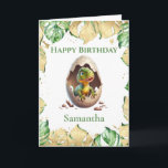 Dinosaur T Rex Birthday Cute Jurassic Card<br><div class="desc">Dinosaur T Rex Birthday Jurassic
sweet baby dinosaur personalised baby card for a little child.  Click the "Customise it!" button to change the text size,  text colour,  font style and more!</div>