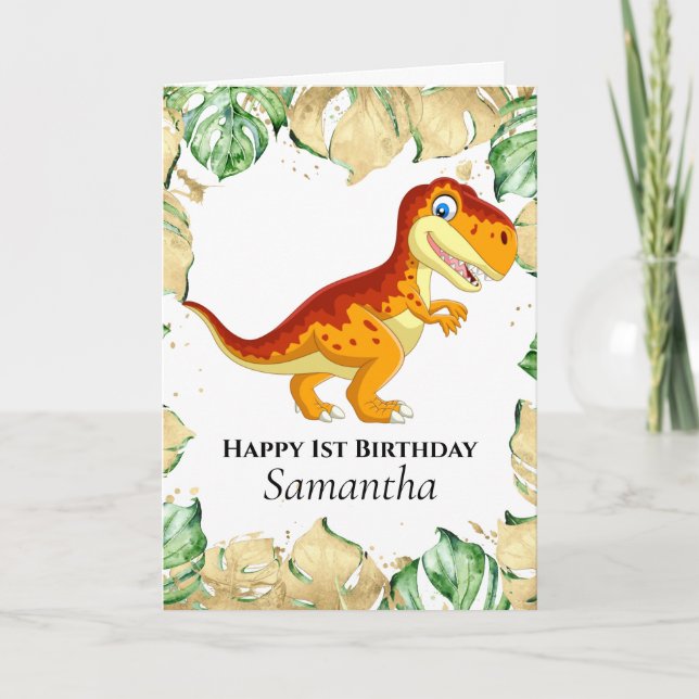 Dinosaur T Rex Birthday fun Jungle Card (Front)