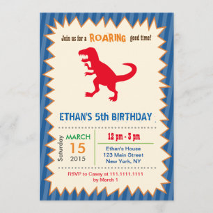 Dinosaur T Rex Birthday Party Invitations