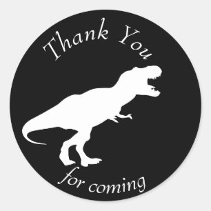 Dinosaur T Rex Black & White Thank You Classic Round Sticker
