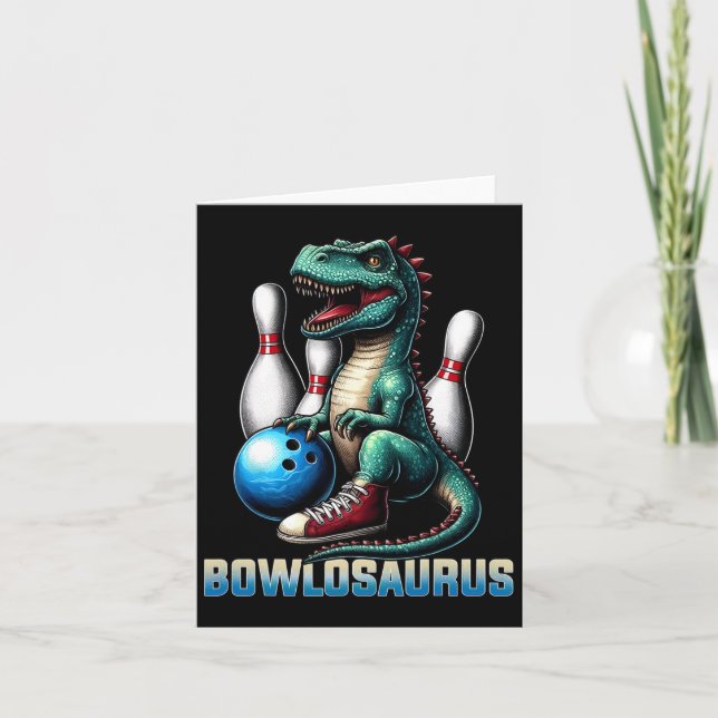 Dinosaur T-rex Bowling Graphic Funny Dino Bowler K Card (Front)