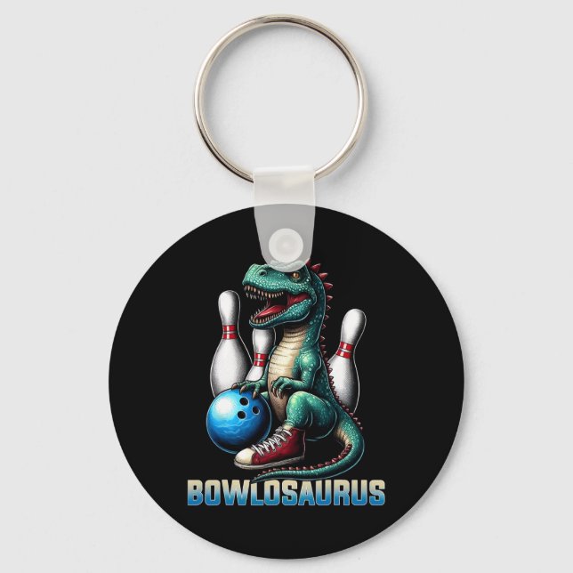 Dinosaur T-rex Bowling Graphic Funny Dino Bowler K Key Ring (Front)