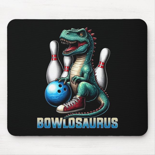 Dinosaur T-rex Bowling Graphic Funny Dino Bowler K Mouse Pad (Front)